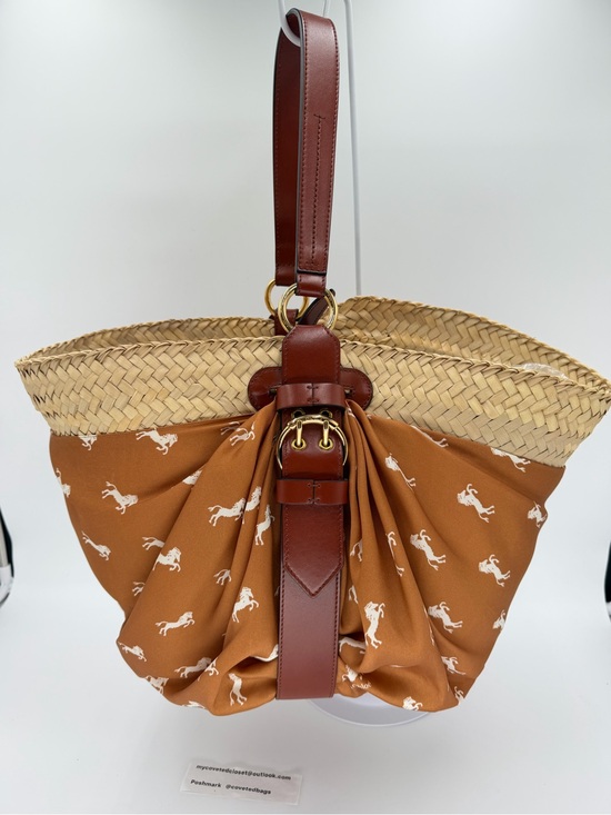 Chloe Handbags - Chloe Panier Raffia Basket Bag Horse Print Silk Scarf & Pouch - Excellent w/COA